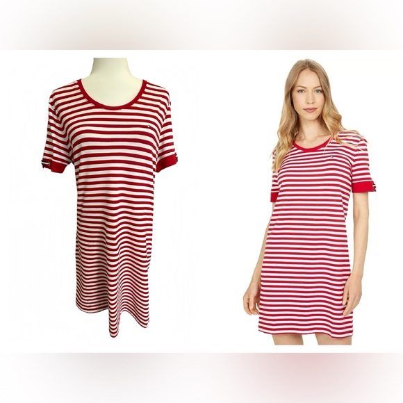 Tommy Hilfiger Dresses & Skirts - Tommy Hilfiger Heritage Stripe T Shirt Dress M Red White Grommet Nautical
